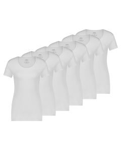 MWTS Dames T-shirt ronde hals wit 3+3 6-Pack
