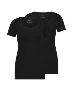 MWTS Dames T-shirt ronde hals zwart 2-Pack