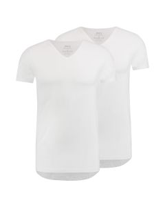 MWTS Heren T-shirt V-hals Slim fit 2-Pack Wit