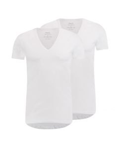 MWTS Heren T-shirt diepe V-hals Slim fit 2-Pack Wit