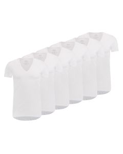 MWTS Heren T-shirt diepe V-hals Slim Fit 3+3 6-Pack