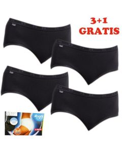 Sloggi Women Basic Midi Slip 4 pack Black 3+1 gratis