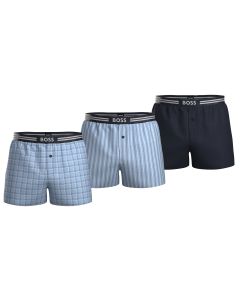 Hugo Boss Heren Woven Boxer 3Pack Blauw