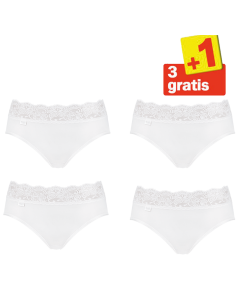 Sloggi Romance Midi Slip 4 pack Wit 3+1 Gratis