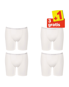 Sloggi Men Basic Long Boxershort 4 pack Wit 3+1 Gratis