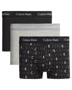 Calvin Klein Ondergoed 3Pack Zwart Grijs Logo Low Rise Trunk