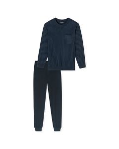Schiesser Heren Pyjama Lang Donker Blauw