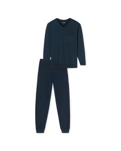 Schiesser Heren Pyjama Lang V-hals Nightblue