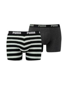 Puma Boxershort 2 pack Retro Stripes Green Black