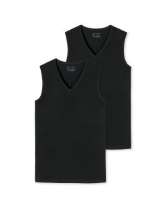 Schiesser Tank Top V-neck 95/5 Organic 2Pack Zwart