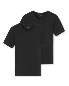 SCHIESSER Uncover Heren V-shirt 2Pack Zwart