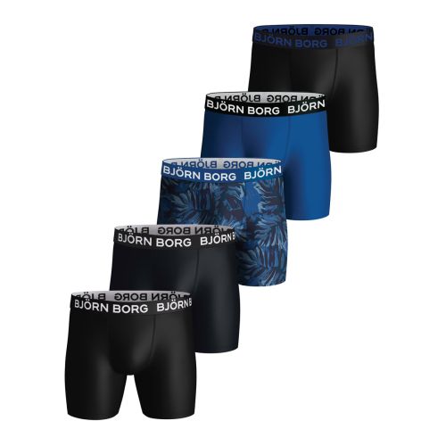 Bjorn Borg Heren Boxershort 5Pack Performance Blue Leaves MP003