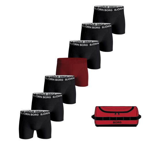 Bjorn Borg Heren Boxershort 7Pack Cotton Stretch Black Red Bag MP003