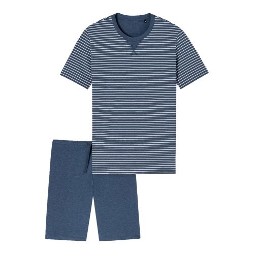 SCHIESSER Pyjama Set Korte Mouw Stripe Jeans Biologisch Katoen