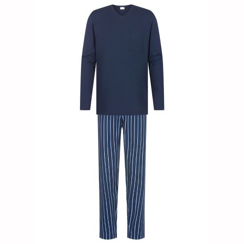 MEY Heren Pyjama Lange mouw Straight Yacht Blue 2240000