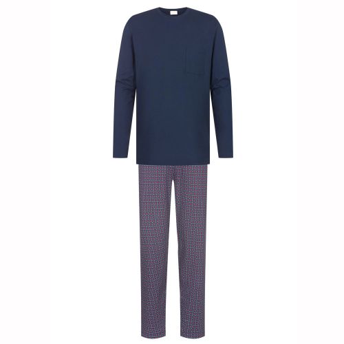 MEY Heren Pyjama Lange mouw Red Tyle Yacht Blue 2240003