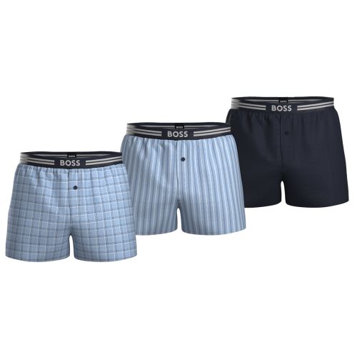 Hugo Boss Heren Woven Boxer 3Pack Blauw