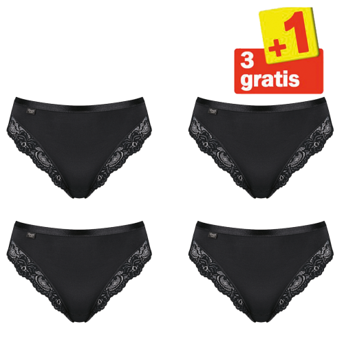 Sloggi Romance Tai Slip 4 pack Zwart 3+1 Gratis