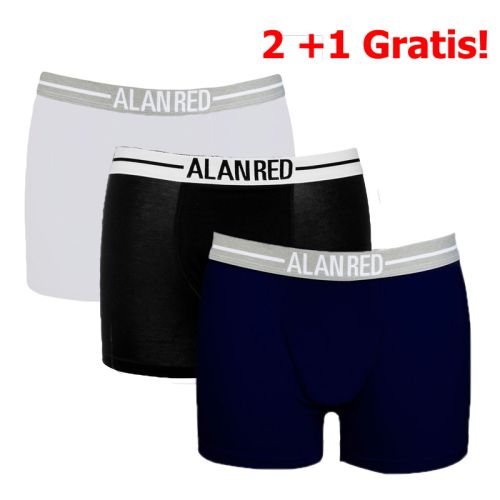 Alan Red Boxershort Lasting 3Pack Black Navy White 2+1 Gratis
