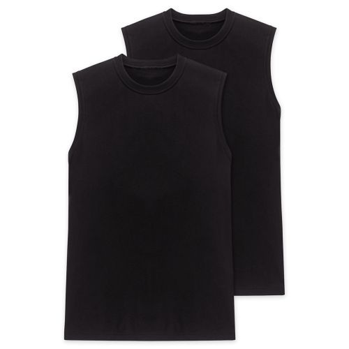 SCHIESSER Heren Sleeveless Shirt Essentials 2Pack Zwart