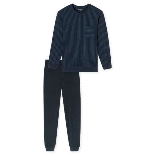 Schiesser Heren Pyjama Lang Donker Blauw