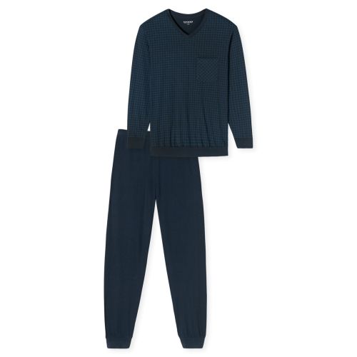 Schiesser Heren Pyjama Lang V-hals Nightblue