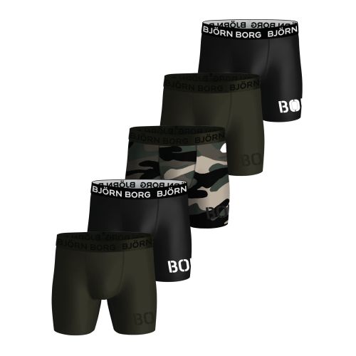 Bjorn Borg Heren Boxershort 5Pack Performance Dark Army Mix MP002