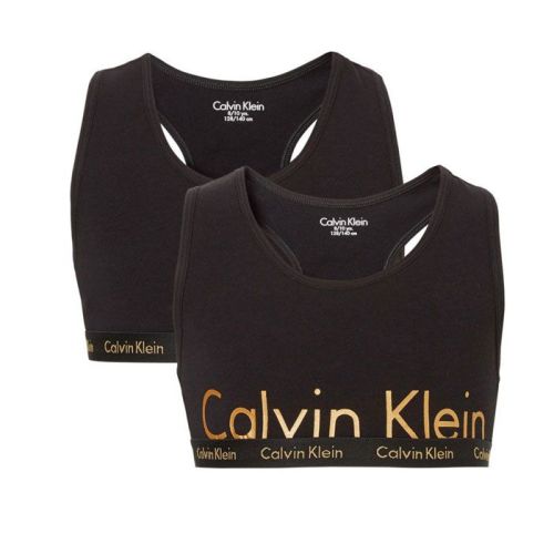 Calvin Klein meisjes 2pack bralette zwart & goud