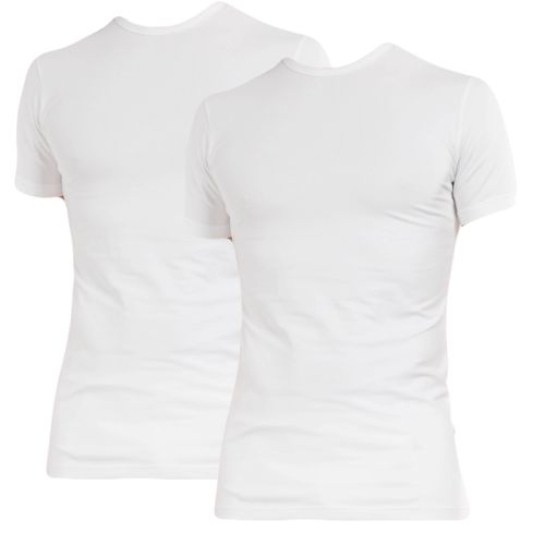 Claesens slim fit t-shirt 2 pack short sleeve white 95% katoen 5% elastaan