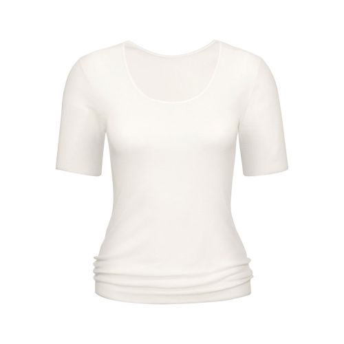 MEY Dames Spencer Shortsleeve Merino Wol Serie Exquisite Wit 66576 - Maat : 40- Kleur : Wit