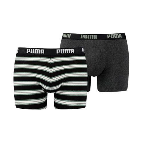 Puma Boxershort 2 pack Retro Stripes Green Black