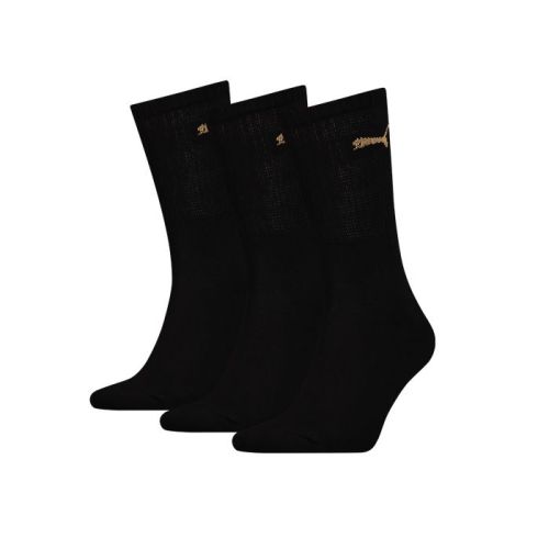 Puma unisex sportsokken 3pack zwart / goud