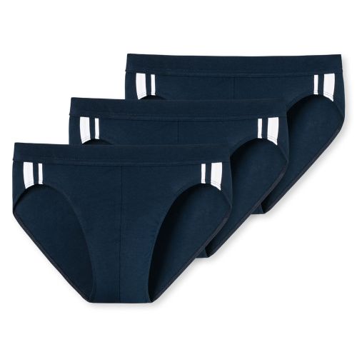 SCHIESSER Rio Slip Stretch 95/5 Organic 3Pack Navy Stripes