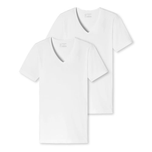 Schiesser V-Shirt 95/5 Organic 2Pack Wit