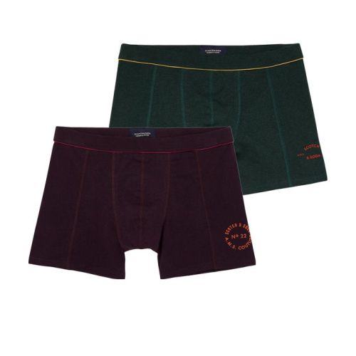 Scotch and Soda heren 2pack Solid Green/ Bordeaux