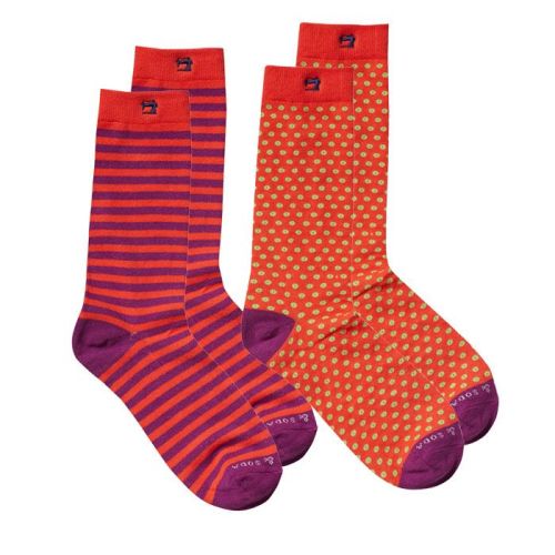 Scotch & Soda heren sokken 2 paar Stripes & Flower red
