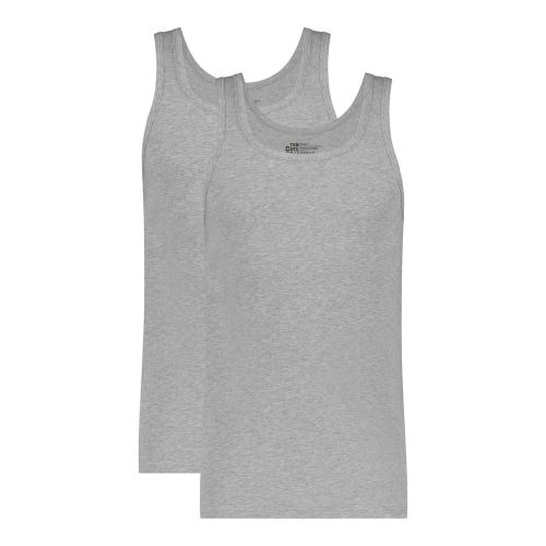Ten Cate Heren Basics Singlet Cotton Stretch 2Pack Light Grey Melee